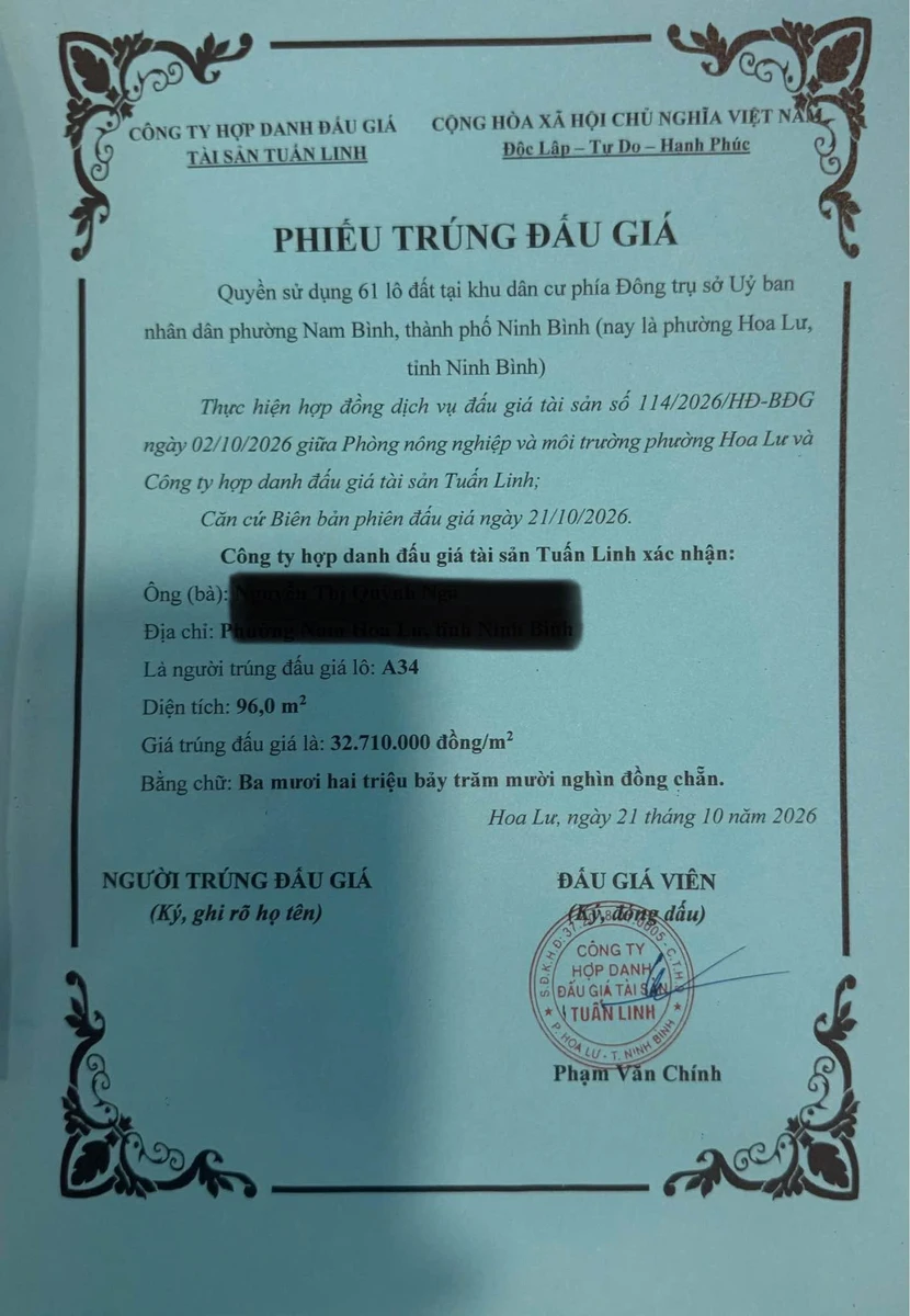 Bán đất Nam Bình Phường Hoa Lư 96m² 3 tỷ 140 triệu - Ảnh thu nhỏ 2