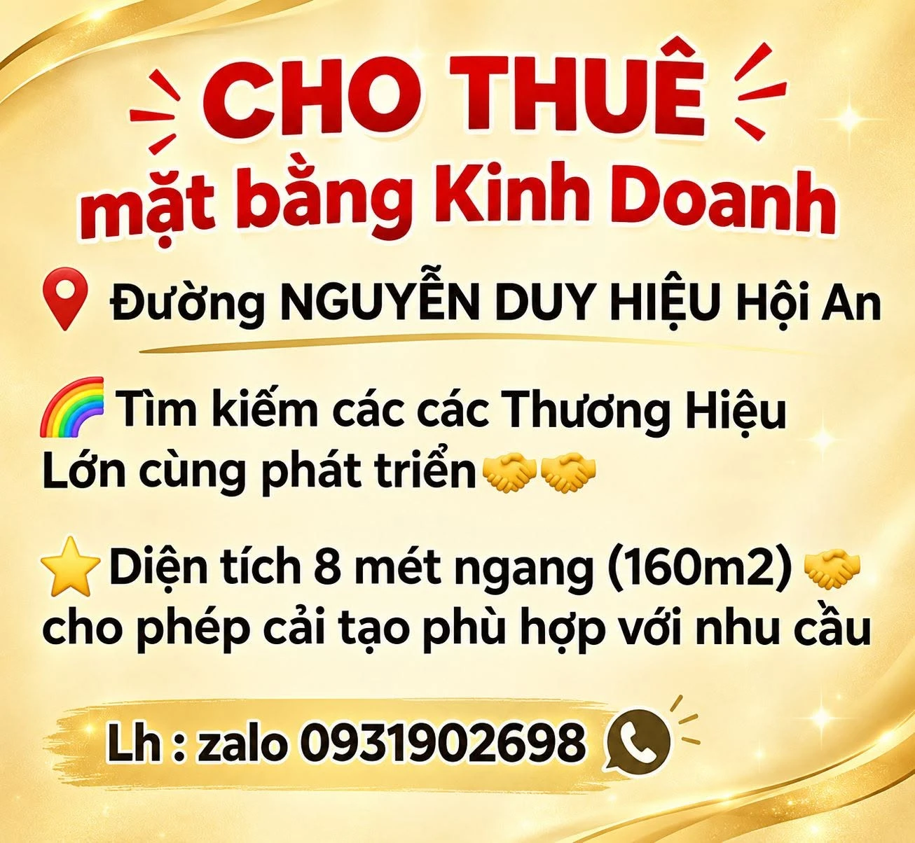 Cho thuê mặt bằng kinh doanh 160m2 Nguyễn Duy Hiệu, Hội An - Ảnh 1
