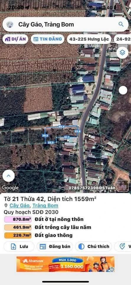 Bán đất mặt tiền Nguyễn Hoàng Bàu Hàm 1150m2 - Ảnh thu nhỏ 5