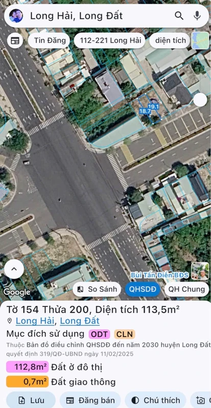 Bán đất mặt tiền Nguyễn Chí Thanh Long Hải 114m2