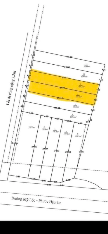Bán đất thổ cư 108m2 (4x27) sổ hồng riêng, Mỹ Lộc – Phước Hậu, Cần Giuộc, Long An, giá 1,09 tỷ