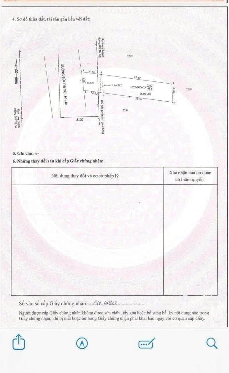 Bán lô đất mặt tiền Bùi Thị Cội Dĩ An 78m2 giá 4,1 tỷ - Ảnh thu nhỏ 3