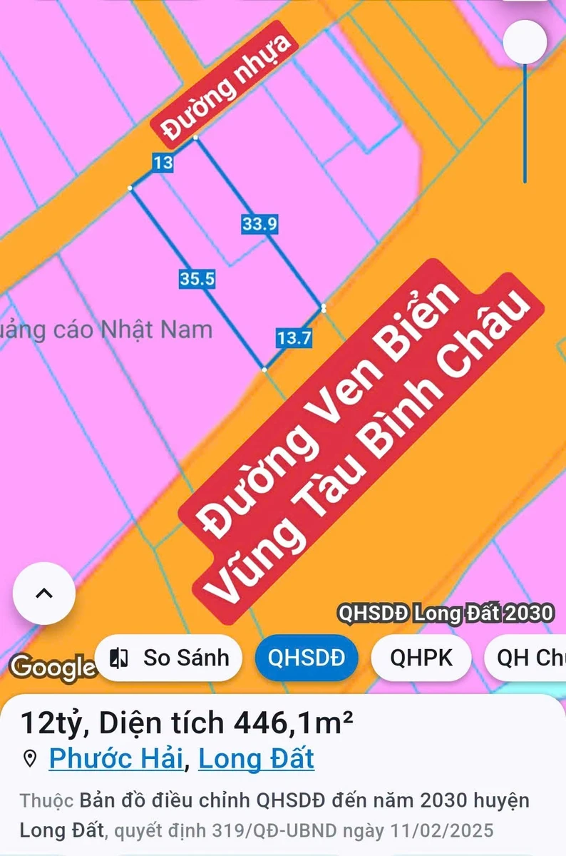 Bán đất mặt tiền 442m2 Ven Biển Vũng Tàu Bình Châu - Ảnh thu nhỏ 2