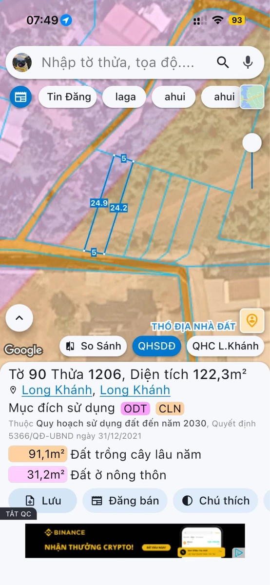 Bán đất 5x25m (125m2) giá 1,1 tỷ khu phố Bàu Trâm, Phường Long Khánh, Đồng Nai - Ảnh thu nhỏ 2