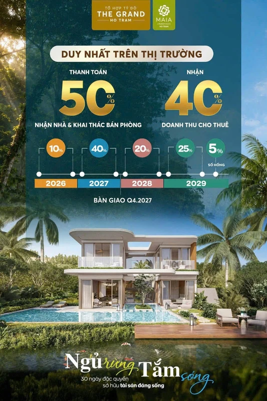 Bán biệt thự resort Seaforest Villa Hồ Tràm 2-3 phòng ngủ