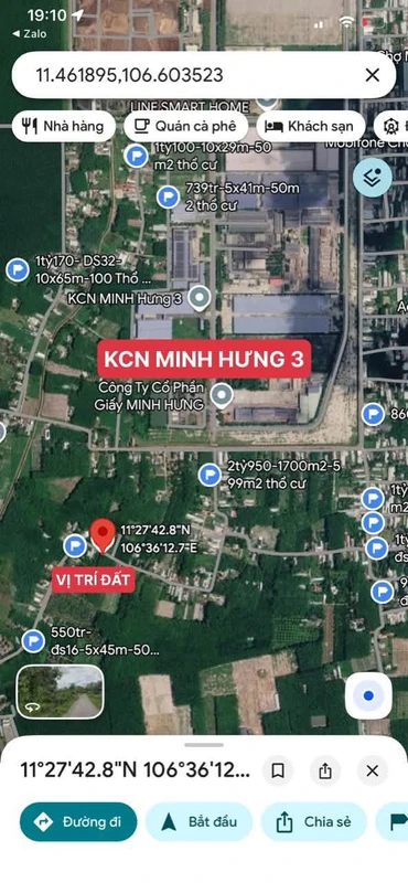 Bán đất xây trọ 309.6m2 mặt tiền đường Minh Hưng 780 triệu