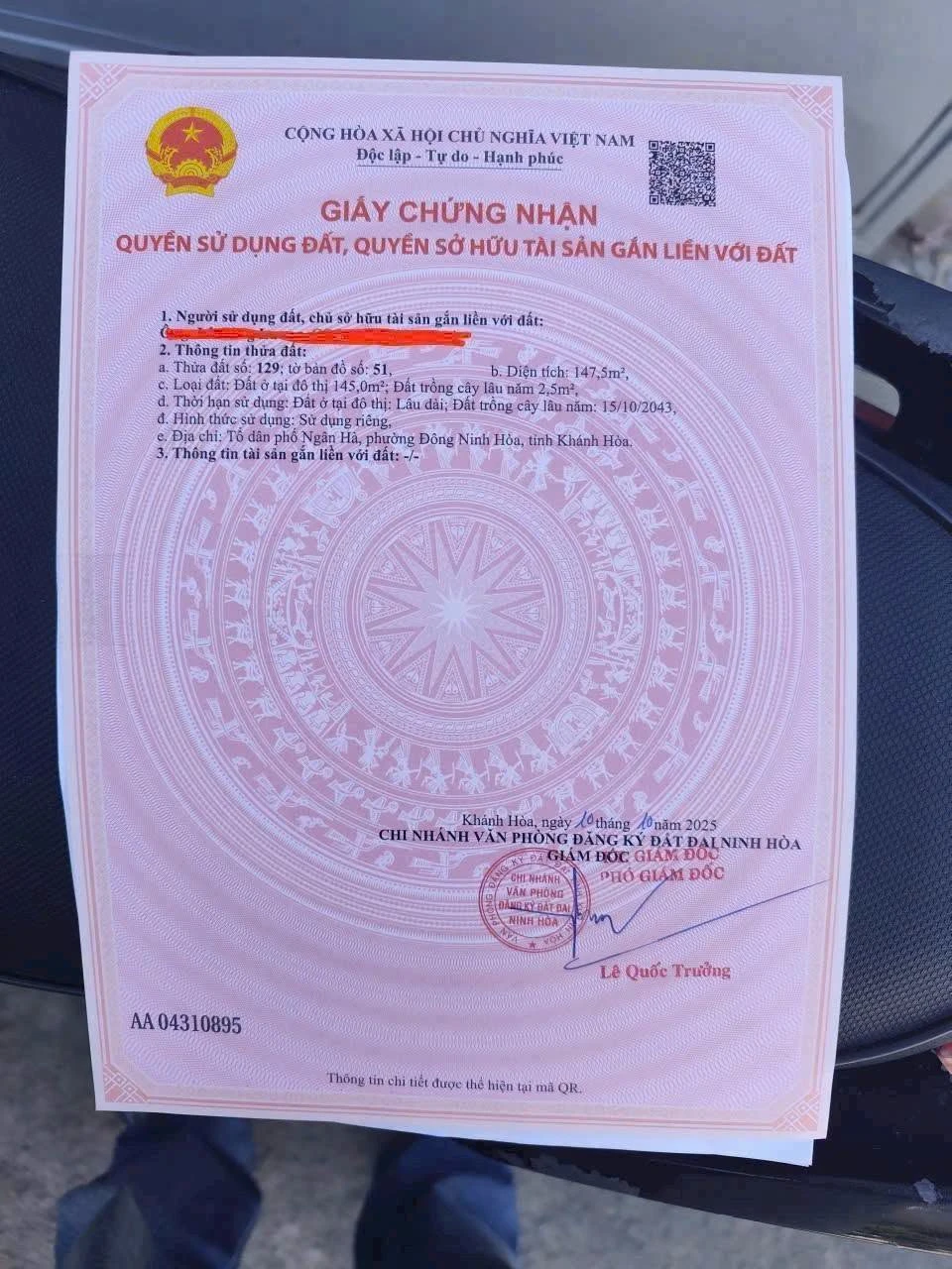 Bán lô đất góc 2 mặt tiền 147m2 thổ cư gần biển Dốc Lết, Ninh Thủy - Ảnh 1