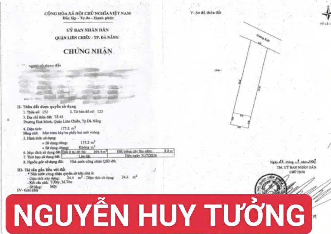 Bán đất 173,2m² kiệt ô tô Nguyễn Huy Tưởng, Đà Nẵng - Ảnh 1