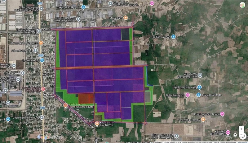 Bán đất 200m² mặt tiền 12m Minh Hưng Bình Dương