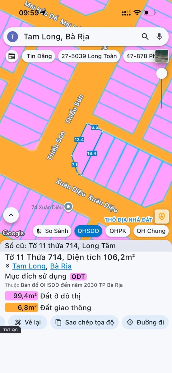 Bán lô góc 2 mặt tiền Xuân Diệu Long Tâm 119,6m² 2,7 tỷ - Ảnh thu nhỏ 3