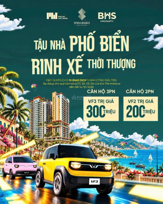 Mua nhà Tặng ô tô 200-300 triệu - Tặng full nội thất 4* 2PN 2,79 tỷ Simona Heights