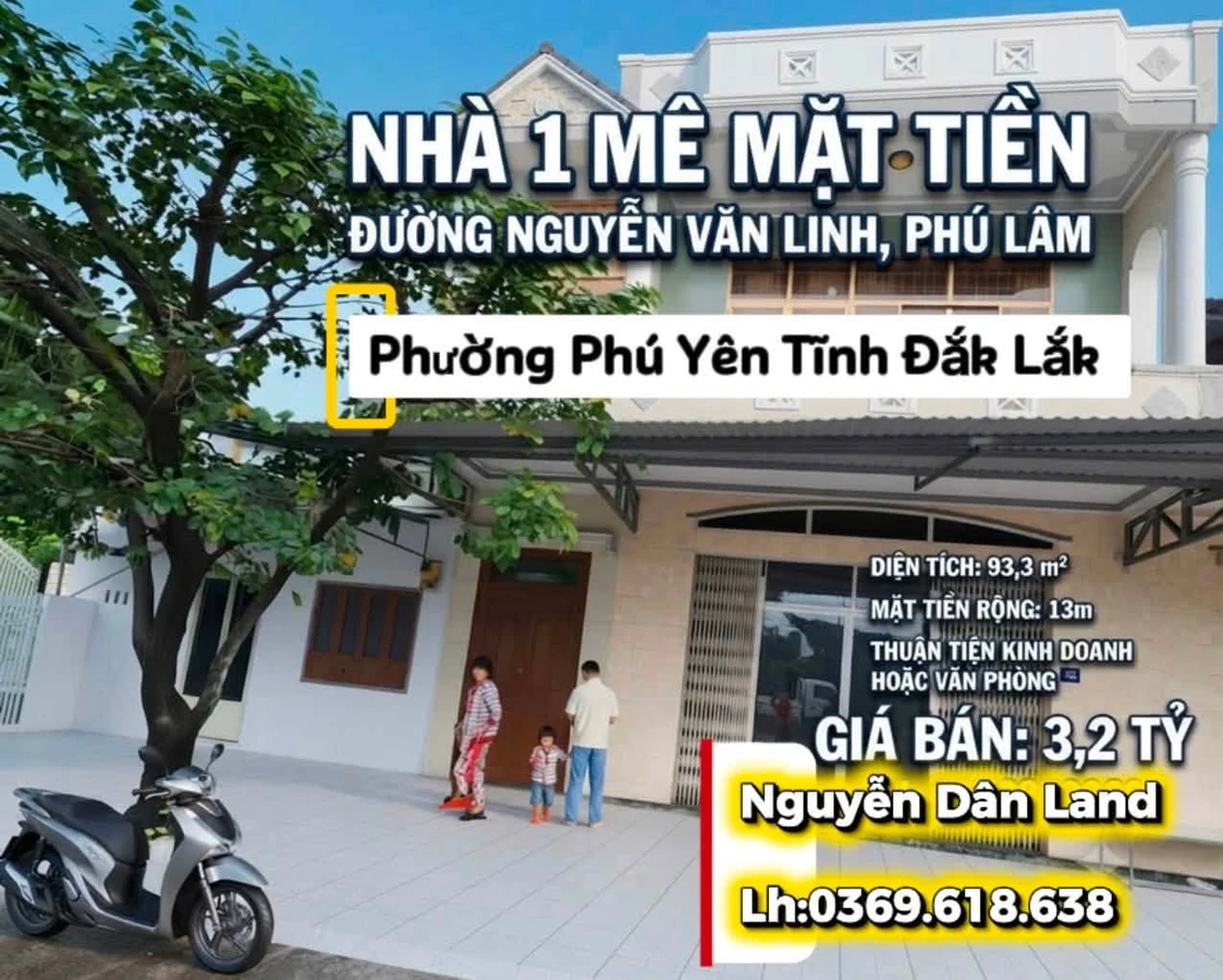 Bán nhà mặt tiền Nguyễn Văn Linh 93,8m² giá 3,2 tỷ tại Phường Phú Yên, Đắk Lắk - Ảnh 1