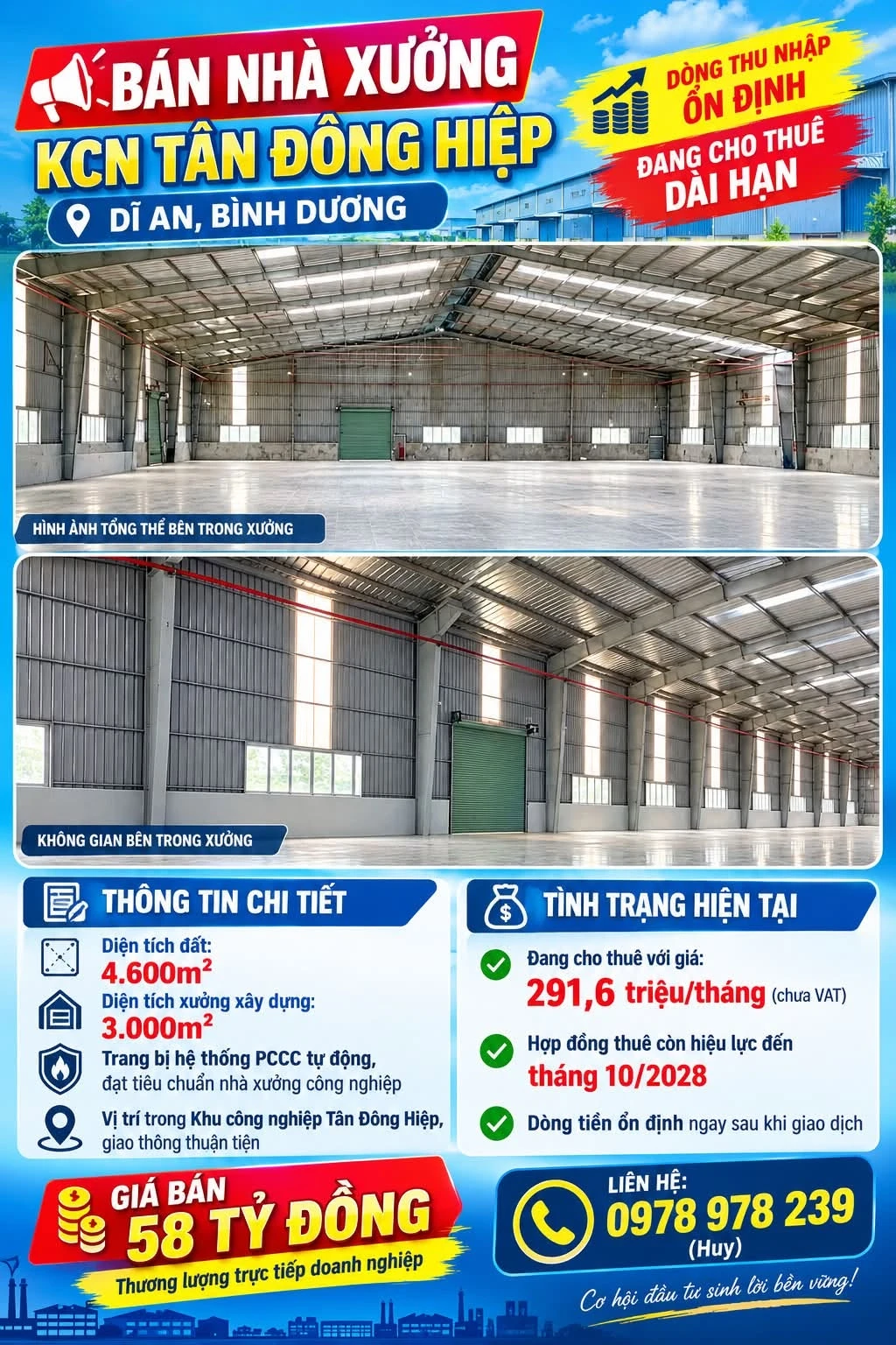 Bán nhà xưởng 3.000m² KCN Tân Đông Hiệp, Bình Dương, 58 tỷ - Ảnh 1