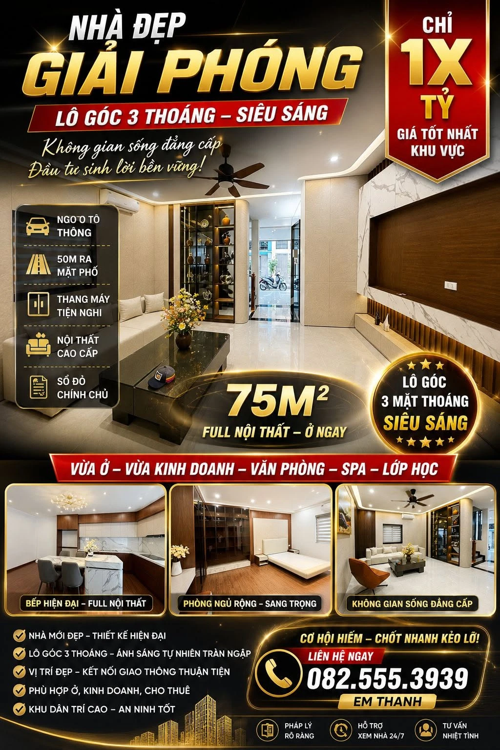 Bán nhà Giải Phóng 75m2 ô tô thông 1 tỷ - Ảnh 1