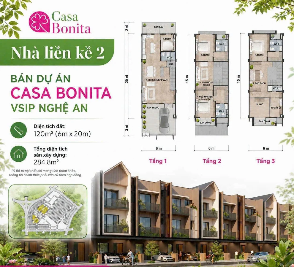 Nhà liền kề 120m² view công viên VSIP Nghệ An - Ảnh thu nhỏ 2