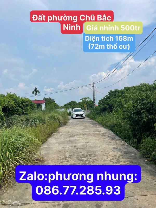 Bán đất nền 168m² Trù Hựu, Bắc Ninh, giá 500 triệu