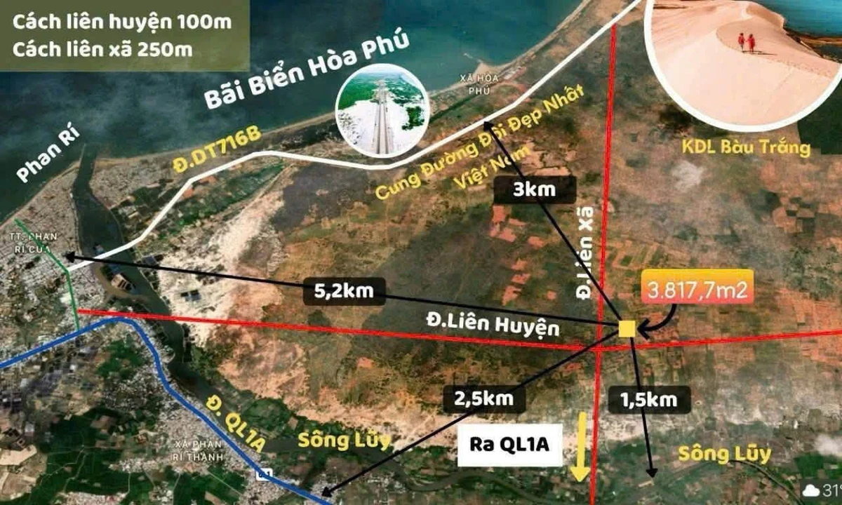 Bán gấp lỗ đất 3.817,7m² gần biển Hòa Phú, Bình Thuận, giá 550 triệu - Ảnh thu nhỏ 2