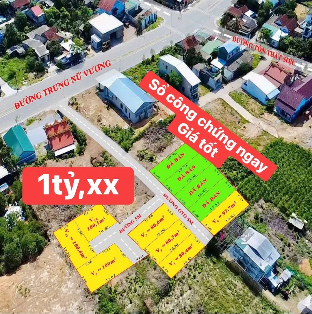 Bán đất gần đường Trưng Nữ Vương, trung tâm Huế, diện tích 80-100m2, giá khoảng 1 tỷ - Ảnh 1