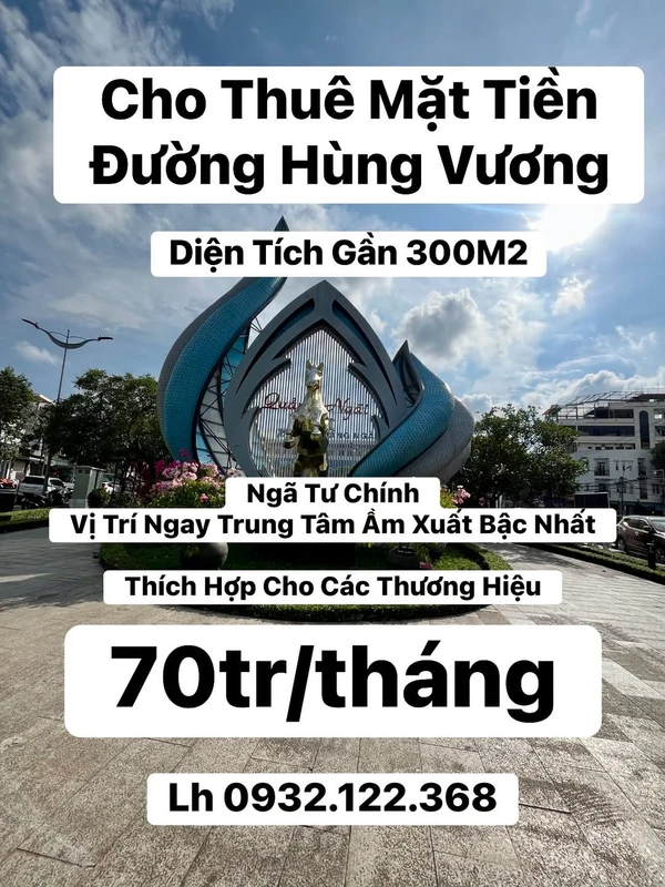 Cho thuê mặt bằng Hùng Vương 300m² 70tr/tháng Quảng Ngãi
