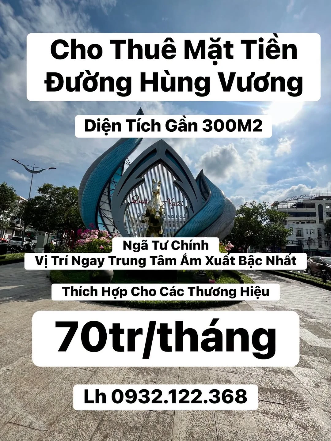 Cho thuê mặt bằng Hùng Vương 300m² 70tr/tháng Quảng Ngãi - Ảnh 1