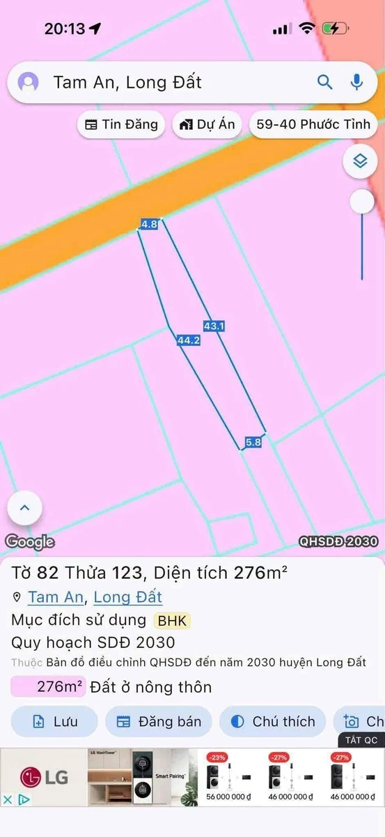 Bán đất gần 300m² An Ngãi Long Điền 1 tỷ 250 - Ảnh thu nhỏ 2