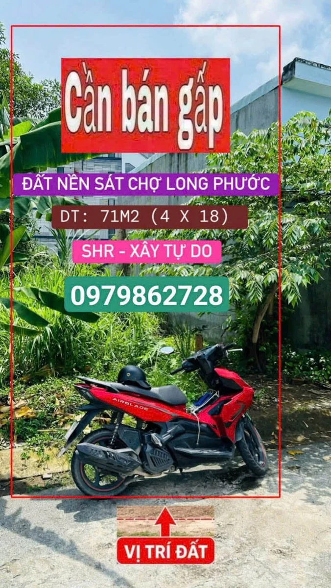 Bán đất 71m² gần chợ Long Phước, Quận 9 - Ảnh 1