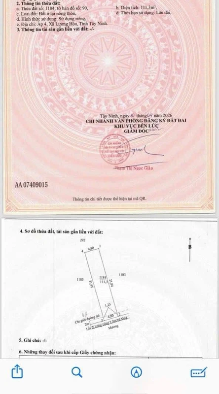 Bán đất thổ cư 111m² Tân Bửu Bến Lức Long An