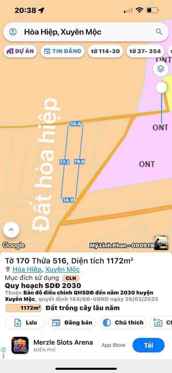 Bán đất Hòa Hiệp 1200m² mặt tiền 700 triệu - Ảnh 1