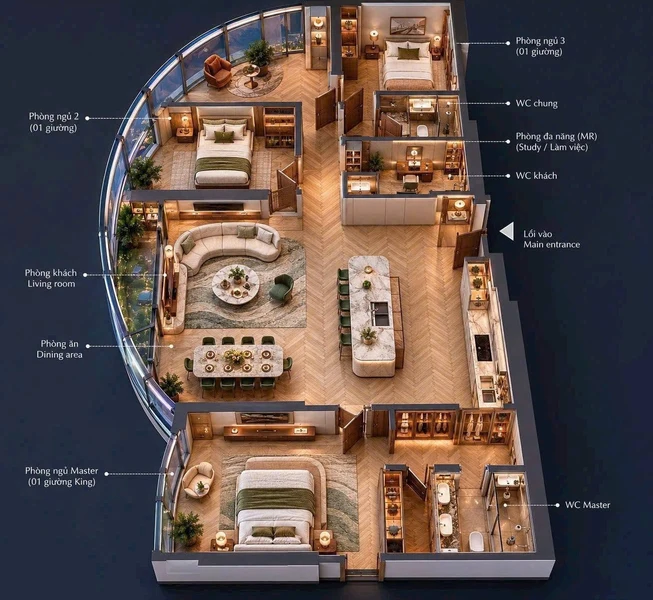 Bán biệt thự 4 PN Kính Công Masterri Hà Nội 150m2 dưới 20 tỷ