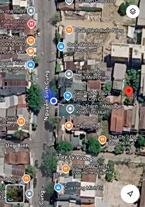 Bán đất kiệt 186 Nguyễn Sinh Cung, 150m², ngang 7,5m, giá 2,95 tỷ, gần chợ Vỹ Dạ, Huế