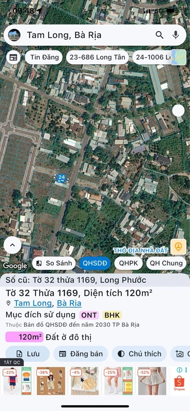 Bán đất mặt tiền Hương Lộ 8, Long Phước, 120m2, 2 tỷ 2