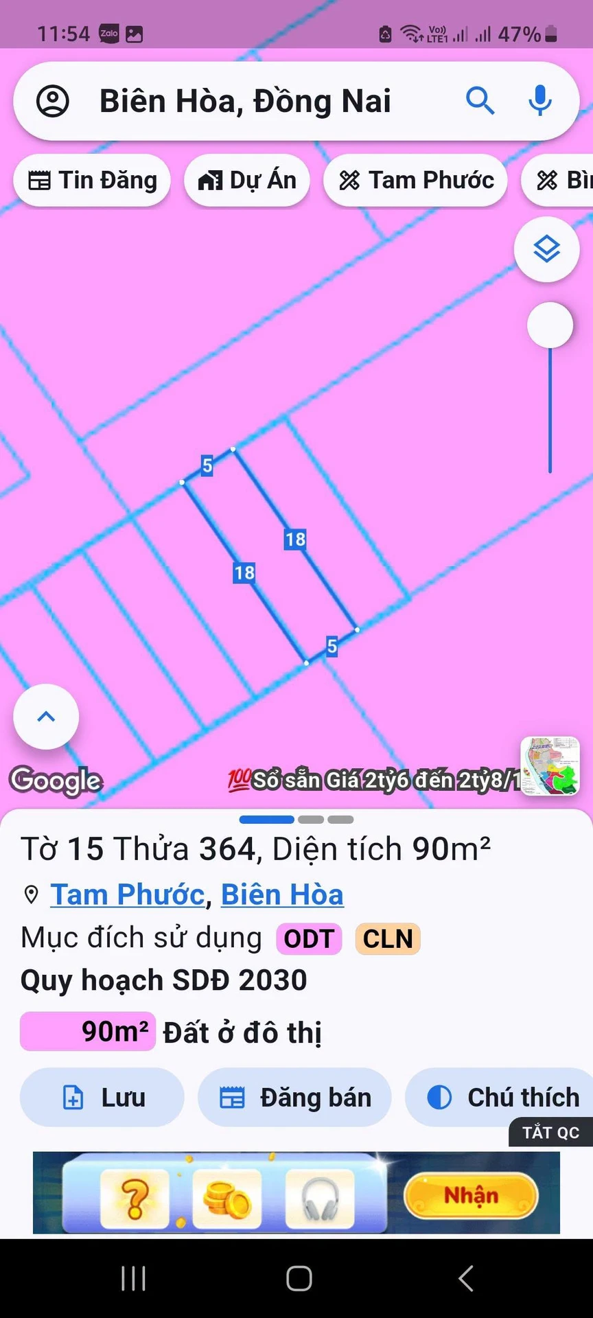 Bán đất Tam Phước Đồng Nai 90m² sổ riêng 1 tỷ - Ảnh 1