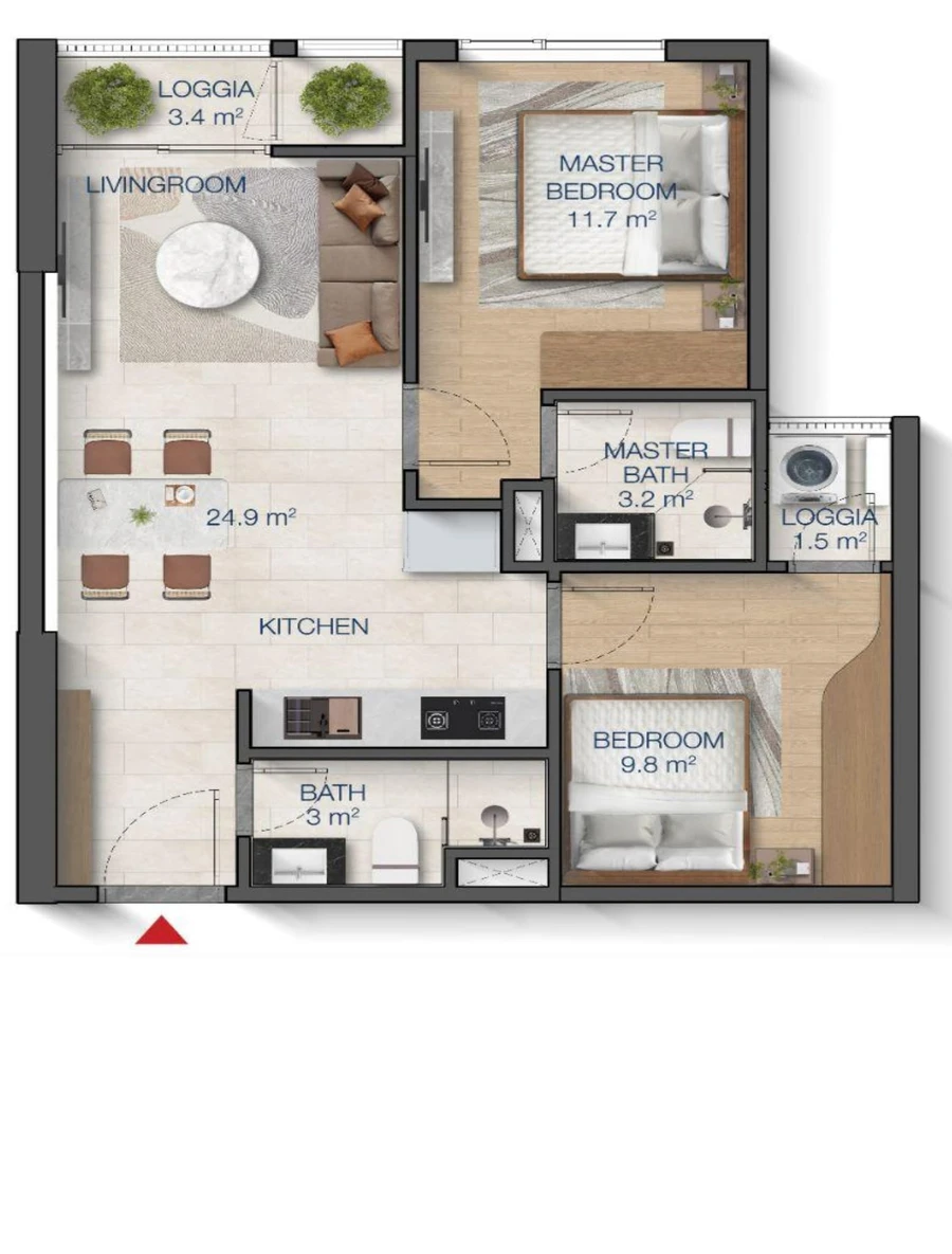 Bán căn hộ 2PN 61.4m² tòa H4 giá 3.683 tỷ Huế Heritage - Ảnh thu nhỏ 3