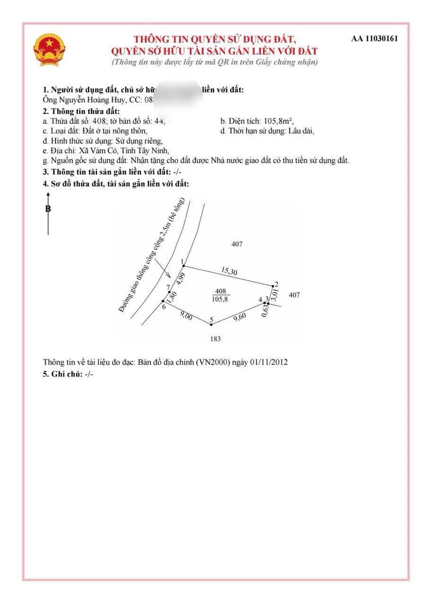Bán đất nền 105,8m2 Đức Tân, Tân Trụ, Long An 239 triệu - Ảnh 1
