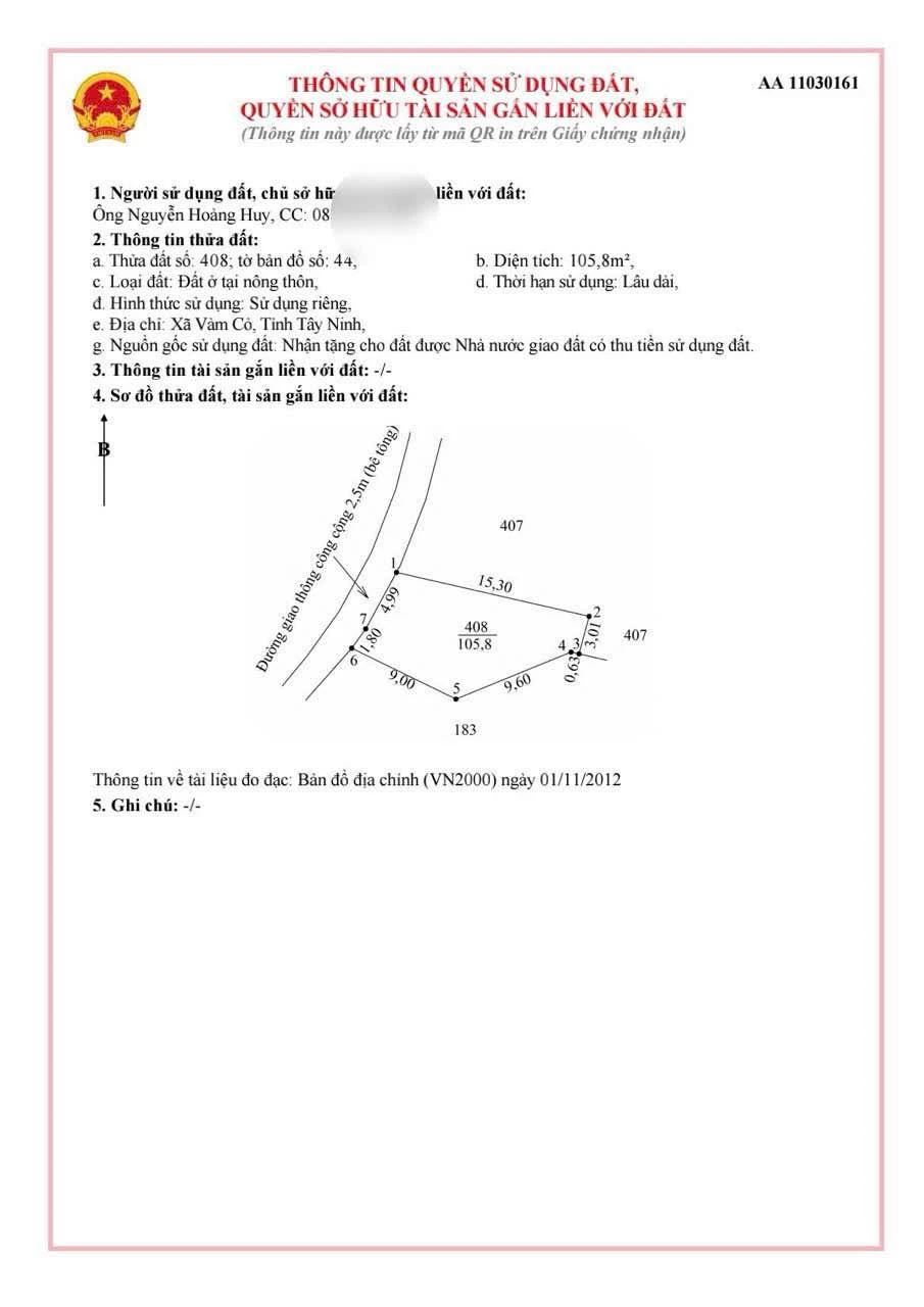 Bán đất nền 105,8m2 Đức Tân, Tân Trụ, Long An 239 triệu - Ảnh 1