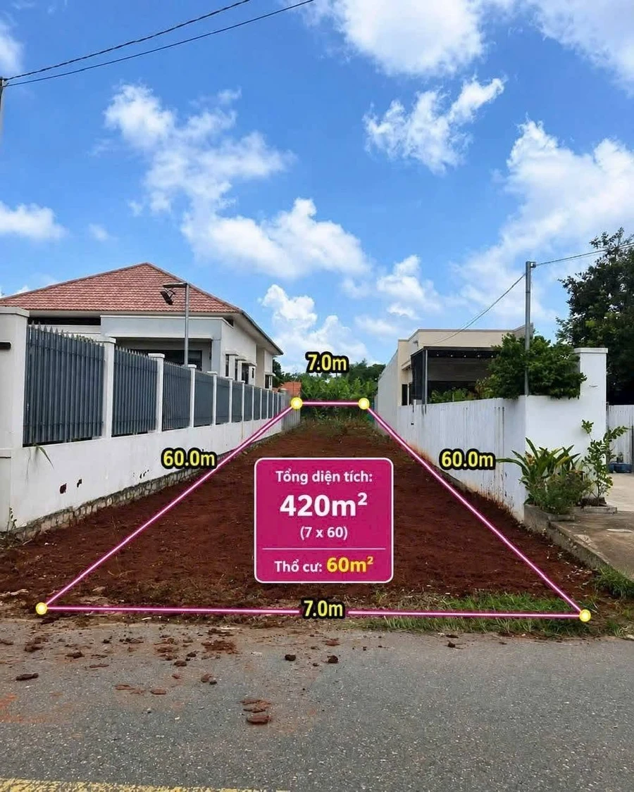 Bán lô đất 420m² (7x60m) đường số 8, Hòa Long, TP. Bà Rịa, giá 3,25 tỷ - Ảnh 1