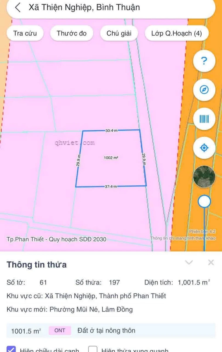 Bán đất Phan Thiết 1.001m² đường 8m hướng Đông - Ảnh thu nhỏ 2