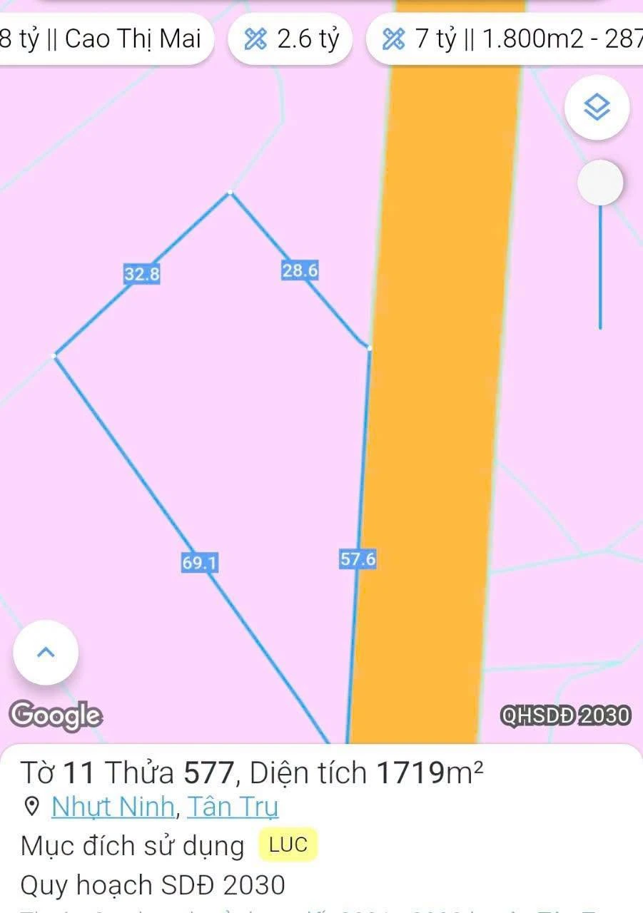 Bán đất 1.719m2 mặt tiền đường nhựa 832 xã Nhựt Ninh, Tân Trụ, Tây Ninh - Ảnh 1