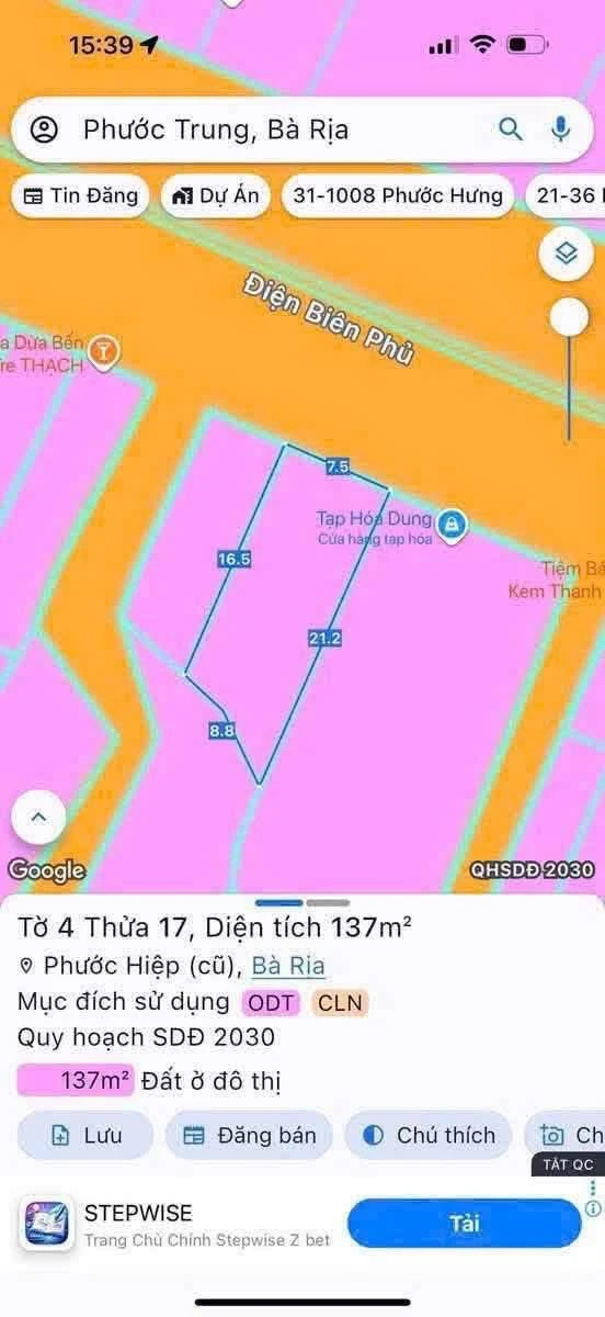 Bán đất mặt tiền Điện Biên Phủ Bà Rịa 137m2 - 6 tỷ 650 - Ảnh thu nhỏ 2