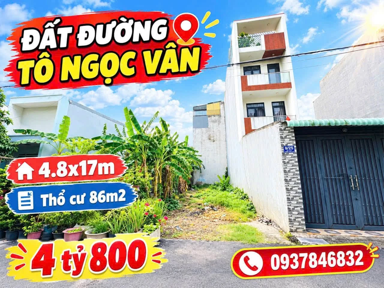 Bán đất Tô Ngọc Vân, Bình Chánh 86m² 4 tỷ 800 - Ảnh 1