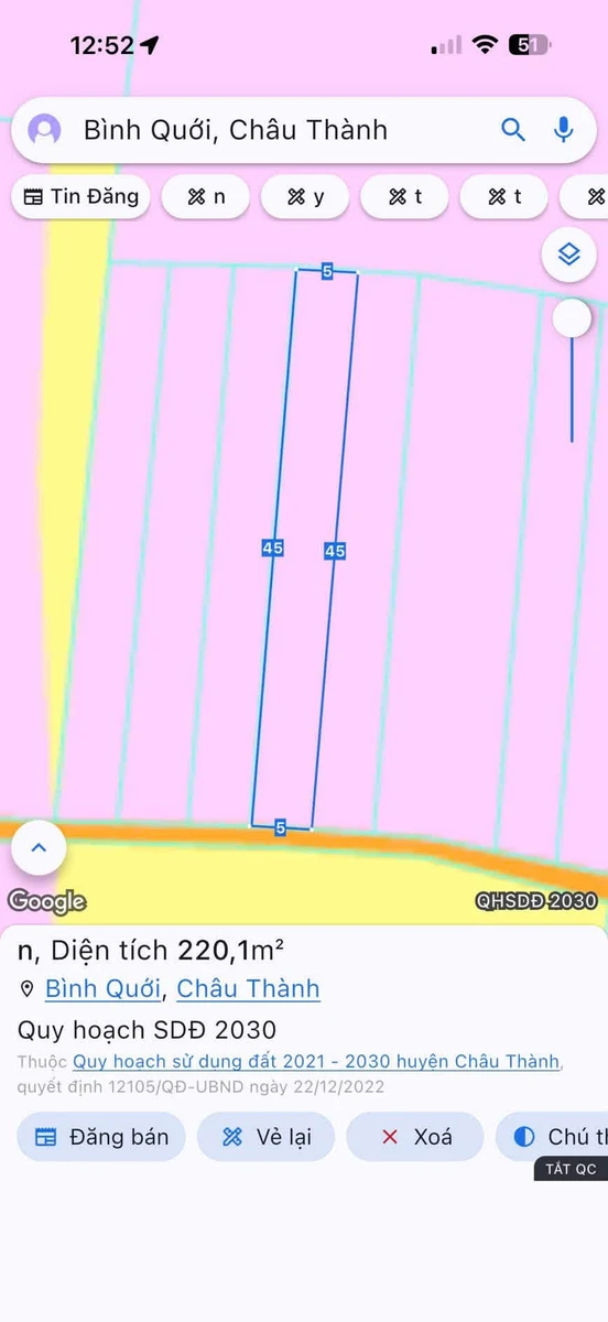 Bán đất thổ cư 5x45m sổ hồng riêng giá 599 triệu tại xã Vĩnh Công, Tây Ninh - Ảnh 1
