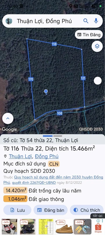 Bán đất 1ha55 mặt tiền 110m Đông Phú, Bình Phước 3 tỷ 350