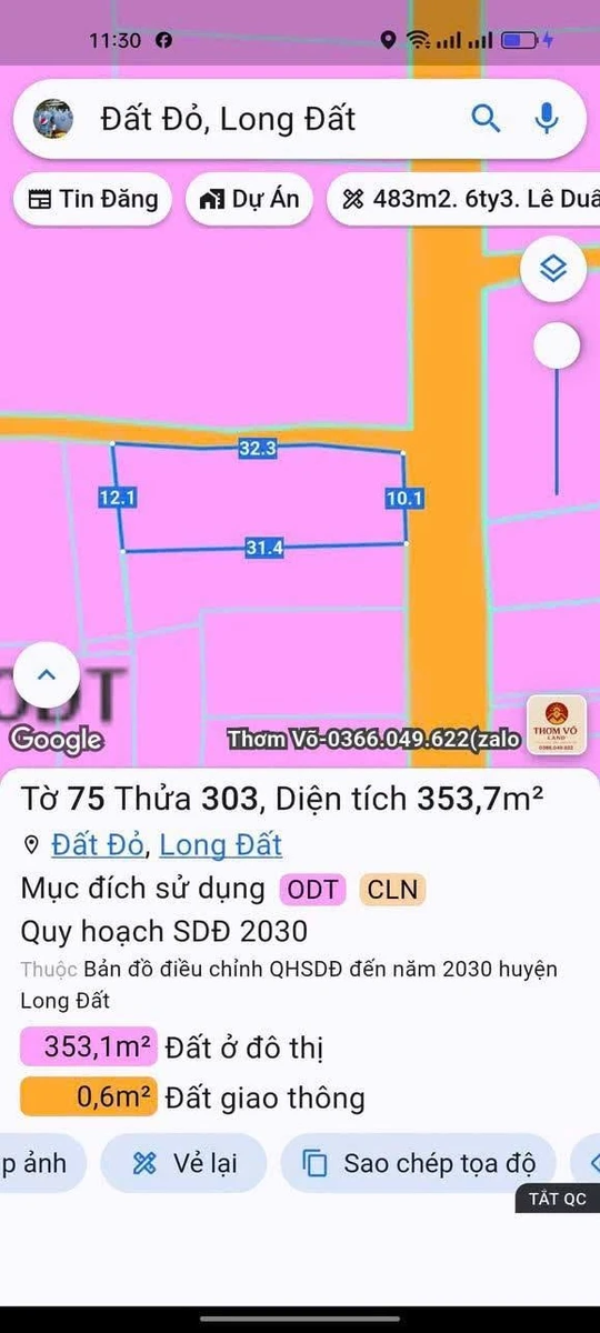 Bán lô góc 2 mặt tiền 353m2 đường Lương Thế Vinh - Ảnh thu nhỏ 3