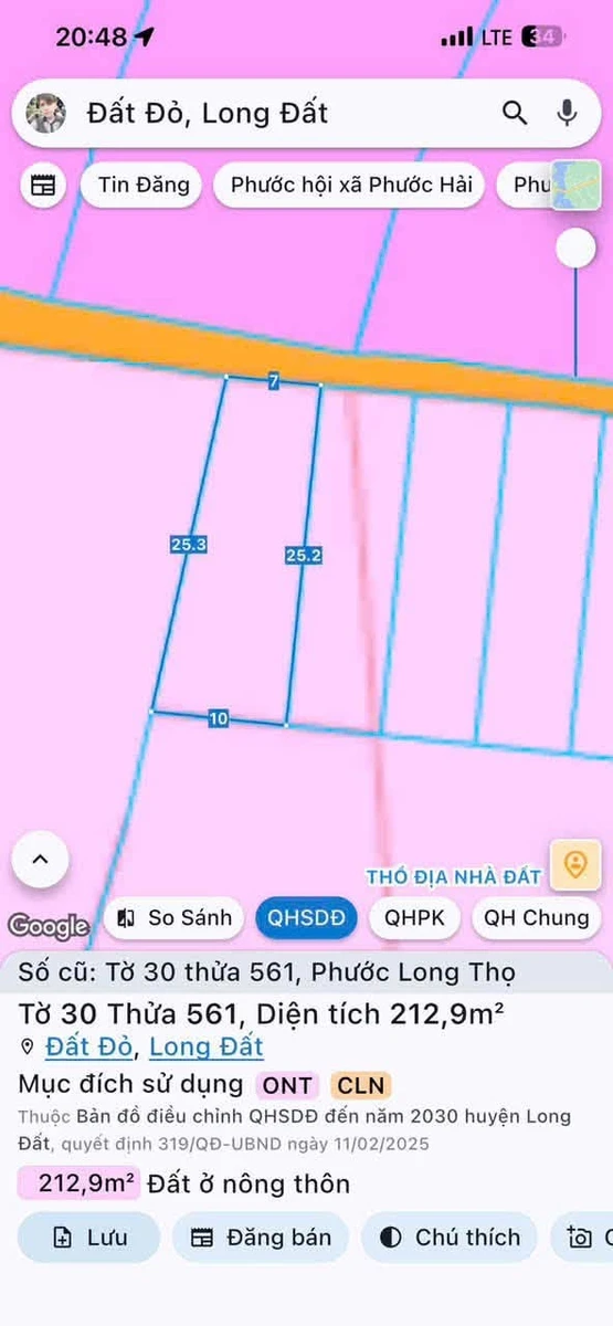 Bán lô đất 212m² Xã Đất Đỏ, BRVT, 850 triệu - Ảnh thu nhỏ 3