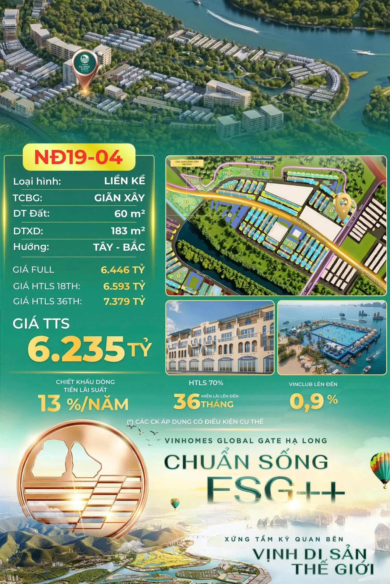 Bán liền kề 60m² 6,235 tỷ tại Vinhomes Global Gate Hạ Long - Ảnh 1
