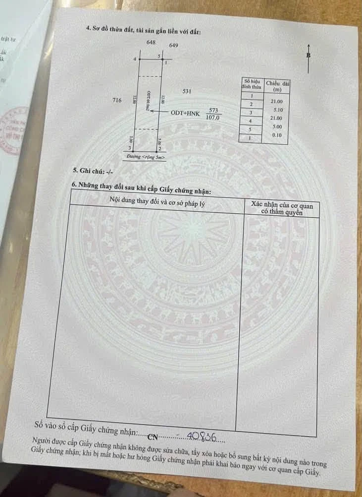 Bán đất mặt tiền Thôn 4 Bình Mỹ 5,1x21m 1 tỷ 90 - Ảnh thu nhỏ 4