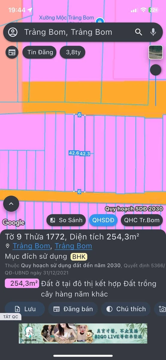 Bán nhà 2 mặt tiền Lý Nam Đế, Trảng Bom, 252m², 1 tỷ 8 - Ảnh thu nhỏ 2
