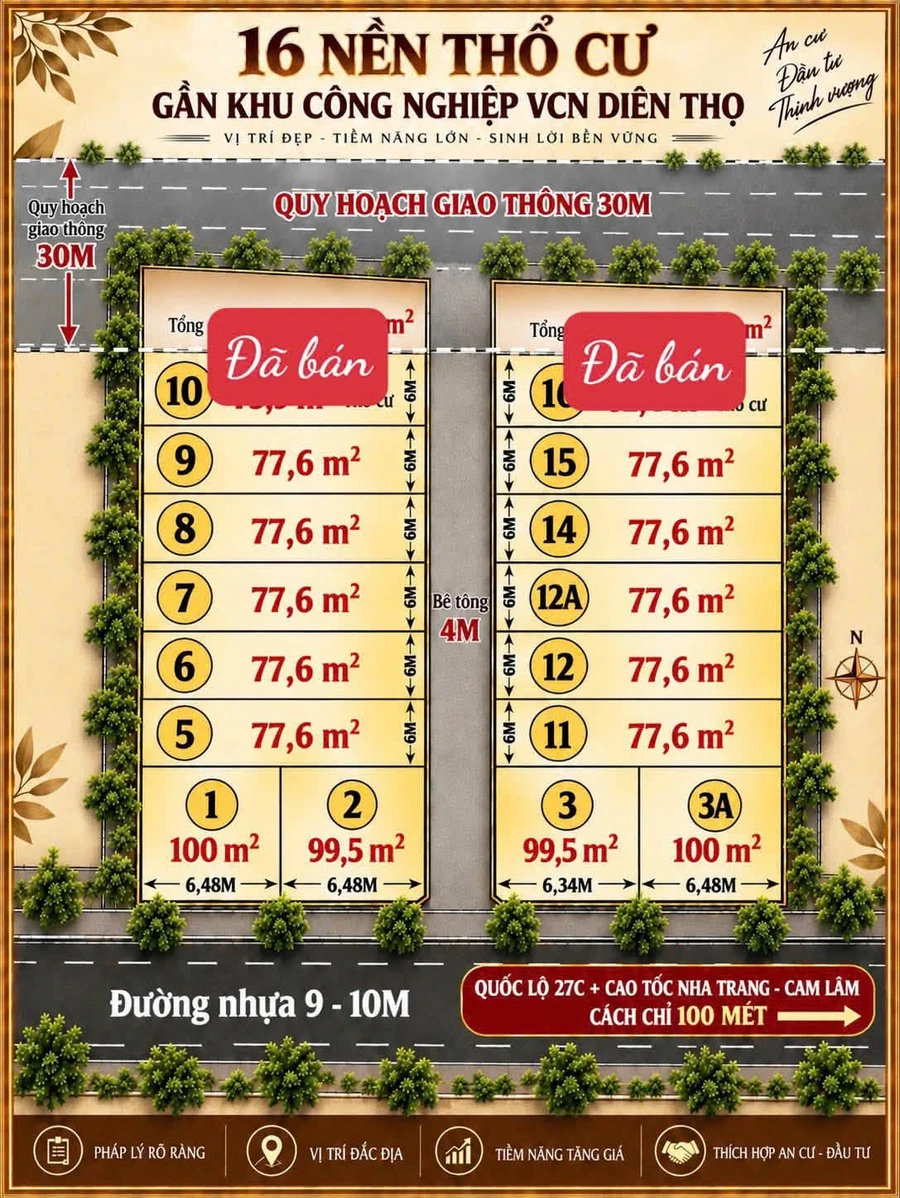 Bán đất nền Diên Thọ Cầu Rút 73.6m² 385 triệu - Ảnh thu nhỏ 4
