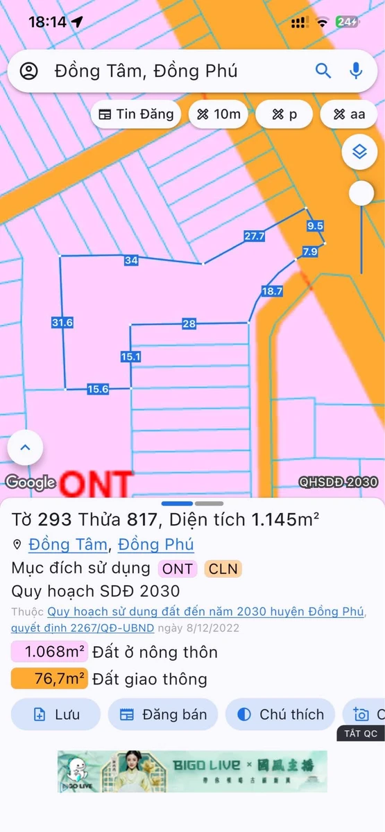 Bán đất 1145m2 mặt tiền đường nhựa Tân Phú 1,3 tỷ - Ảnh thu nhỏ 4