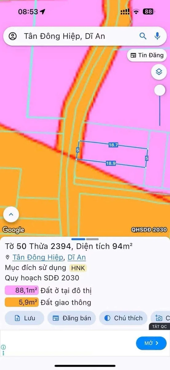 Bán lô đất mặt tiền Trần Thị Xanh Dĩ An 94m² - Ảnh thu nhỏ 2